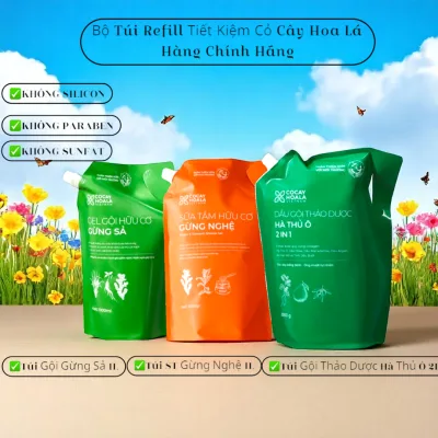 Bộ Túi Sữa Tắm Gừng Nghệ, Túi Gội Gừng Sả Cỏ Cây Hoa Lá, Chính Hãng