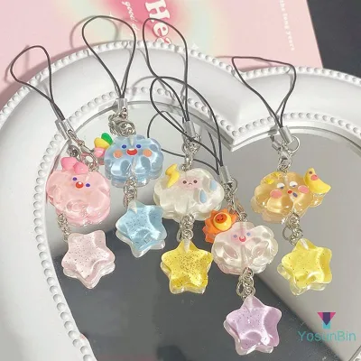 YosunBin] Hoạt Hình Đáng Yêu Cloud Star Dây Điện Thoại Màu Kẹo Dây Điện Thoại Móc Khóa Cho Bé Gái Dễ Thương Dây Đeo Điện Thoại Di Động MỚI
