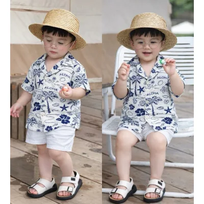 8-30kg.Bộ bé trai cộc tay,chất đũi in dừa xanh dễ thương,đi học,đi chơi,đi biển.Bộ .