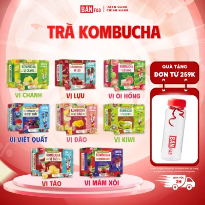 Trà Kombucha 8 Vị Thanh Mát, Thức Uống Giải Khát Mùa Hè, Ít Đường Ít Calo, Hỗ Trợ Tiêu Hóa (Hộp 10 gói) - BẢN F&B