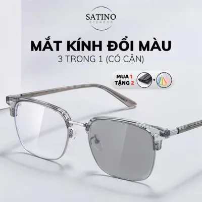Kính mắt SATINO EYEWEAR gọng vuông kim loại chống ánh sáng xanh uv sang trọng cao cấp cho nam S15