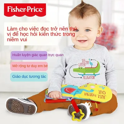 FisherPrice F0828 Sách vải giáo dục sớm cho trẻ sơ sinh, không xé rách, đồ chơi giáo dục sớm cho bé 3-6 tháng