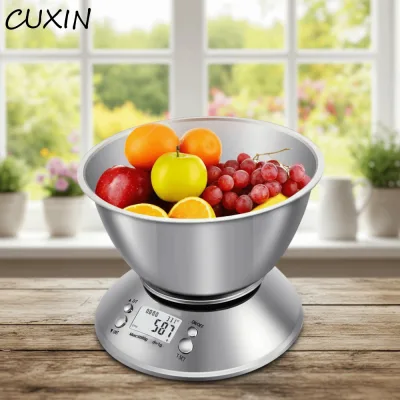 Cân điện tử nhà bếp CUXIN, Màn hình hiển thị nhiệt độ chuyển đổi đơn vị Cân nhà bếp bằng thép không gỉ, cảnh báo điện áp thấp Tự động tắt máy Không bong tróc Cân thực phẩm Cửa hàng tráng miệng