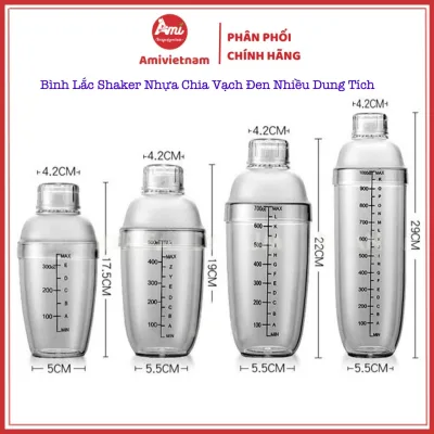Bình Lắc Shaker Nhựa Trong Chia Vạch Đen – Nhiều Dung Tích, Chất Lượng Tốt
