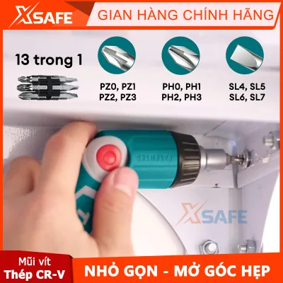 [HỎA TỐC] Bộ tua vít đa năng 13 chi tiết TOTAL INGCO chất liệu thép CR-V tay cầm 2 màu cách điện đầu vít thép hợp kim không gỉ, nhỏ gọn, linh hoạt