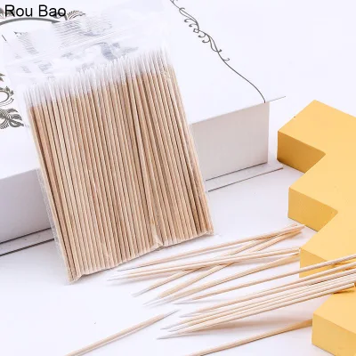 Bông tăm làm móng nghệ thuật ROU BAO bằng gỗ tẩy sơn chỉnh sửa chi tiết móng
