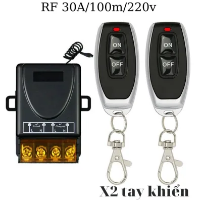 (02 Điều khiển ) Bộ công tắc điều khiển từ xa 100M bật tắt thiết bị điện công suất lớn 30A/220 VAC
