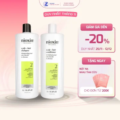 Nioxin System 2 Shampoo and Conditioner Set 1000ml X2 | Natural Hair Care, Reduces Hair Loss & Supports Hair Thickening