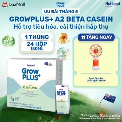 Thùng 24 Hộp Sữa uống dinh dưỡng GrowPLUS+ A2 Beta-casein (24 x 180ml)