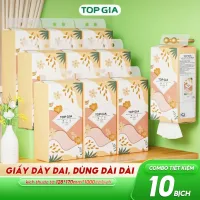 Khăn giấy cao cấp treo tường TopGia Tiểu hạ 10bịch/6bịch, Giấy vệ sinh 4 lớp dày dặn an toàn,mềm mịn