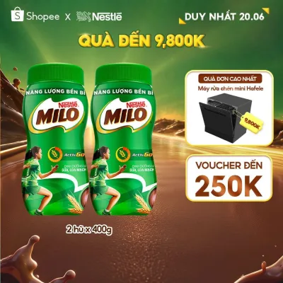 Combo 2 hũ thức uống lúa mạch Nestlé® Milo® nguyên chất 400g (hũ nhựa)