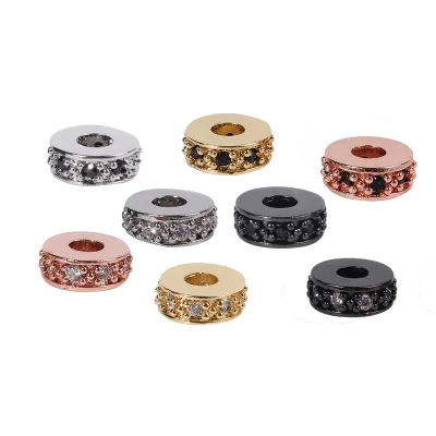 SET 2&1 Hạt DZ02 Đệm Chặn zircon đính đá - Charm Phụ kiện trang sức xâu vòng tay phong thuỷ nam nữ, chuỗi hạt ZC
