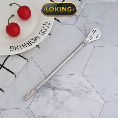 Ống hút kiêm thìa lọc dùng trong uống cà phê, trà sữa, các loại thức uống, chất liệu inox 304 cao cấp - LOKING
