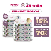 Combo 8 gói khăn ướt cao cấp cho bé Mamamy Tropical gói 60 tờ 100% sợi tự nhiên và rayon ngừa hăm, mềm dai sạch cực
