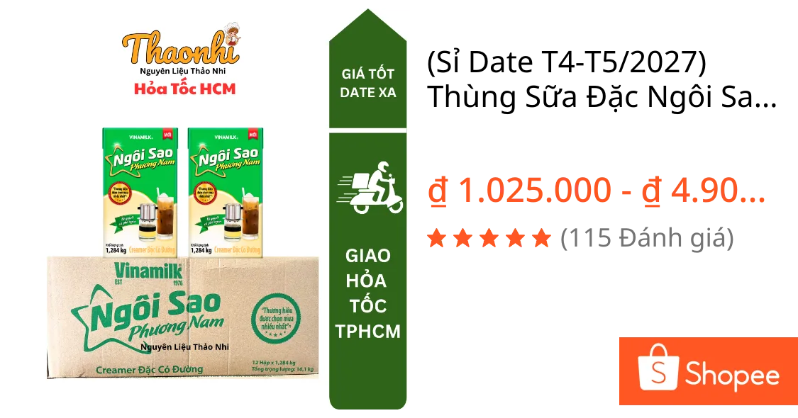 (Sỉ Date T4-T5/2027) Thùng Sữa Đặc Ngôi Sao Phương Nam Xanh Lá Hộp Lớn 1284g