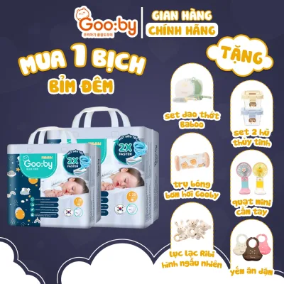 Tã/bỉm Gooby Premium - Bỉm đêm siêu mỏng mềm mại, chống tràn đủ size cho bé 4-30KG