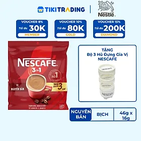 [ Tặng Bộ 3 Hũ Gia Vị] Cà phê Hòa tan NESCAFÉ VỊ NGUYÊN BẢN 46 + 3 gói Đậm Thơm Hoàn Hảo