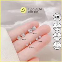 Bông Tai Đá CZ 6A Cao Cấp 2-3-4-5-6MM, Hoa Tai Nụ Đá Nam Nữ HANADA 0397 D6-D8