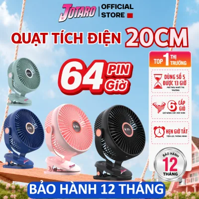 Quạt kẹp tích điện size 22CM JOTARO J28 Pin Siêu Trâu 60Giờ, Siêu bền Màn hình LED, Lồng Quạt 22Cm