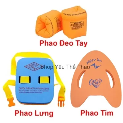 Bộ Phao Tập Bơi Cho Bé, Phao Tay, Phao Tim, Phao Lưng, Phao Đỡ Cổ, Phao Bơi Cho Trẻ Em Và Người lớn Dưới 75 kg