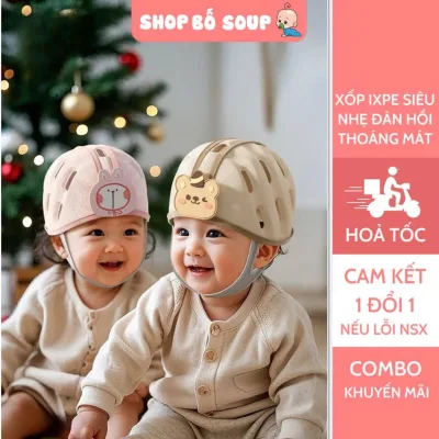 Mũ bảo hiểm bảo vệ đầu cho bé từ 6-24 tháng siêu nhẹ, thoáng khí, nón cho bé tập bò, tập đi, vận động Shop Bố Soup