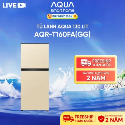 Tủ lạnh AQUA 130 lít ngăn đá trên AQR-T160FA(GG) - Màu Be - Freeship toàn quốc - Bảo hành 2 năm