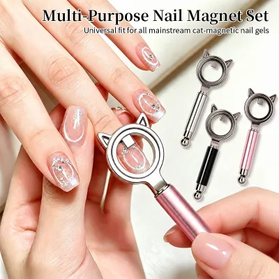 Đôi Mắt Mèo Móng Tay Nghệ Thuật Từ Dụng Cụ Hút Rỗng Hiệu Ứng Tròn Mắt Mèo Vòng Nam Châm Có Tay Cầm Cho Gel Sơn Móng Tay