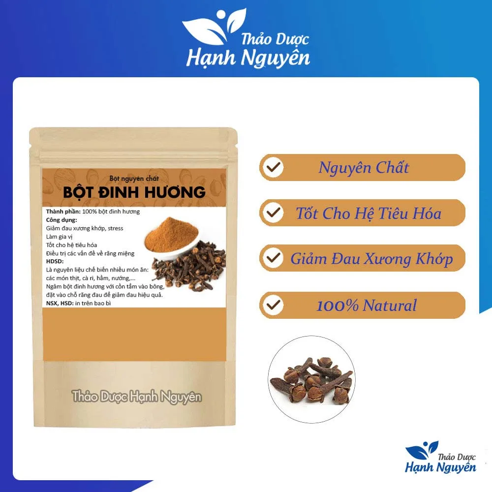 Bột đinh hương 100g, nguyên chất, gia vị nấu ăn, nấu phở, tẩm ướp đồ nướng, tăng hương vị cho món ăn