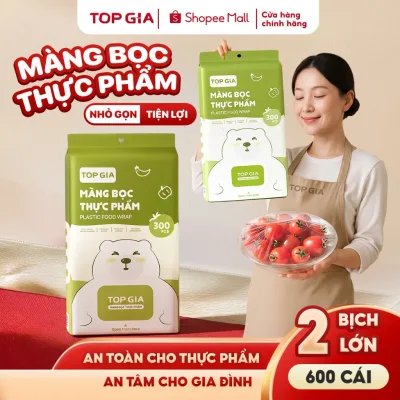 Combo 2bịch màng bọc thực phẩm treo tường dạng rút TopGia chất liệu PE
