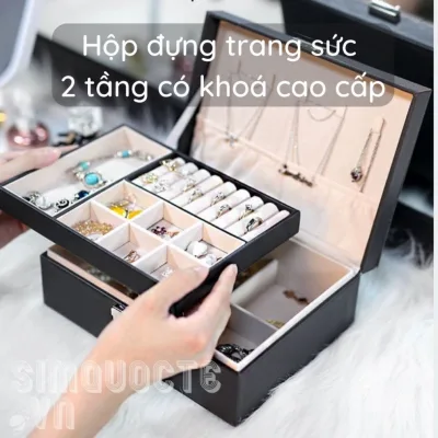 Hộp đựng trang sức bọc da hai tầng có khóa🍀FREESHIP🍀Hộp đựng nữ trang cao cấp,Kệ để đô cho chị em sang chảnh