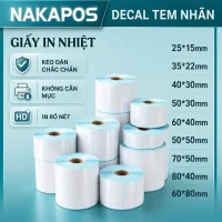 Tem nhiệt in mã vạch 40x30 50x30 50x35 40x25 52x30 60x40 Tem cân điện tử siêu thị nhãn Tem trà sữa Decal Tem phụ CUỘN LE