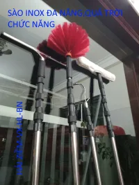 Chổi quét mạng nhện vệ sinh trần nhà,sào rút inox đa năng kết hợp lau kính+gạt nước mưa,móc cành cây,hái hoa quả trên cao,cán vợt cá,phơi đồ