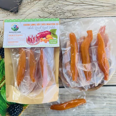 Khoai lang sấy dẻo nguyên củ không đường Mangline Farm 500g đồ ăn vặt giảm cân mềm dẻo thơm ngon ăn là ghiền