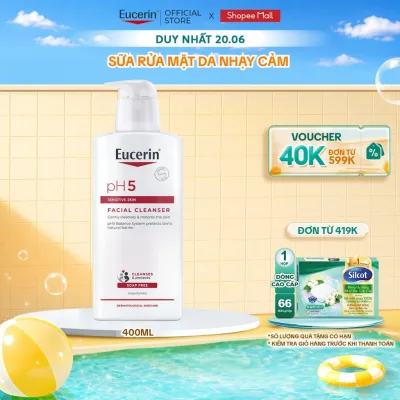 Sữa rửa mặt không gây kích ứng cho da nhạy cảm Eucerin pH5 Facial Cleanser 400ml
