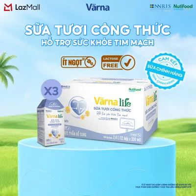 Combo of 3 Boxes of 12 Boxes of Varna Life Fresh Milk Formula to Support Heart Health (Purple) (12 Paper Boxes X 200ml)