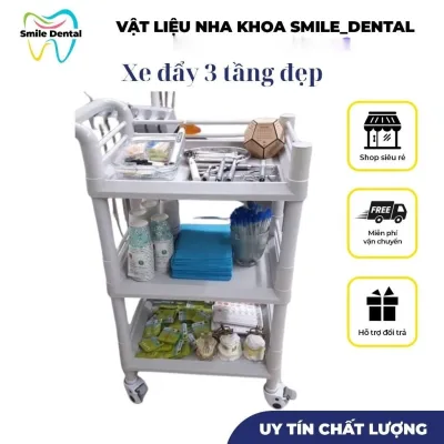 Xe đẩy Y tế Nha Khoa - Xe đẩy Spa - Xe đẩy ABS 2 tầng 3 tầng đẹp ko bong tróc , ko ồn , ko gãy vỡ