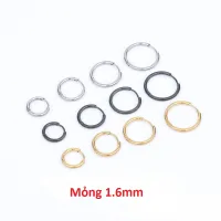 Khuyên tai tròn loại siêu mỏng 1.6mm bông nam nữ titan không gỉ trang sức sg