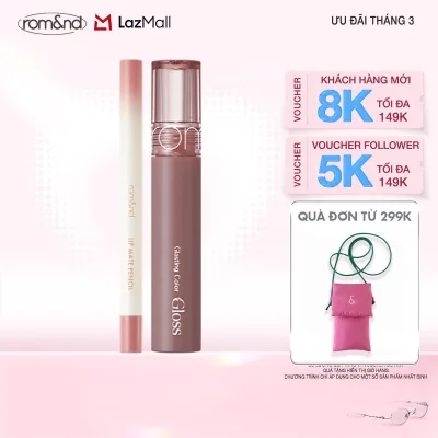 Combo Chì Kẻ Viền Môi Romand Lip Mate Pencil + Son Bóng Romand Glasting Color Gloss