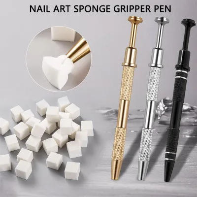 Vuông Móng Tay Nghệ Thuật Xốp 4 Móng Vuốt Kim Loại Grabber Bút Móng Tay Bọt Biển Dụng Cụ Làm Móng Tay Bàn Chải Chuyển Màu Lấp Lánh Bột Chấm Bút