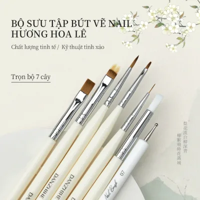 DAN Zhihe Lê Hoa Hương Móng Tay Nghệ Thuật Bàn Chải Bộ Bút thiết kế nghệ thuật vẽ tranh sơn Gel UV cho đường dài, chi tiết mỏng, Vẽ mịn