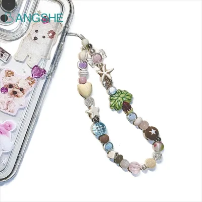 BANGSHE Dây Điện Thoại Dừa, Điện Thoại Sao Biển Charm Đính Hạt Dây Đeo Điện Thoại, Dây Đeo Điện Thoại Di Động Handmade Chống Mất Acrylic Đính Hạt Dây Điện Thoại Thông Minh Trang Trí Mặt Dây Chuyền
