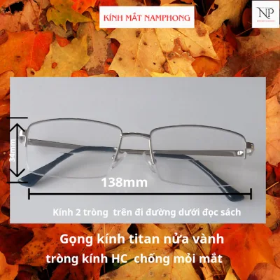 Eyeglasses, Bifocal Glasses with the Upper Lens for Driving and the Lower Lens for Reading [Half-Rimmed Titanium Frame]