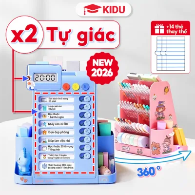 Hộp Bút Nhiều Ngăn KIDU , Hộp Đựng Bút Để Bàn Cho Bé Trai Bé Gái Xoay 360 độ Dụng Cụ Học Tập