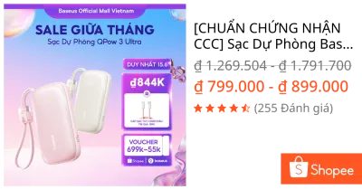 [CHUẨN CHỨNG NHẬN CCC] Sạc Dự Phòng Baseus EnerFill FC21 Qpow3 Ultra 10000mAh/20000mAh 22.5W - Sạc Nhanh 3 Cổng Kèm Cáp