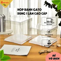 Hộp MICA Hình Vuông Đựng Bánh Kem (Không Kèm Ruy Băng) Có Đế Bằng Giấy, Dùng Để Đựng Bánh Gato, Sinh Nhật.