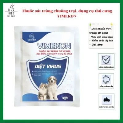 Vimekon Disinfectant Spray Powder for Pet Cages, Tools, and Toys, Effective and Fast-Acting, Safe for Dogs and Cats, 20g Pack