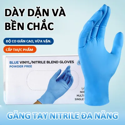 Găng Tay Cao Su Nitrile Không Bột,Màu Xanh Đen Trắng Siêu Dai,Thẩm mỹ viện chuyên dùng trong Spa