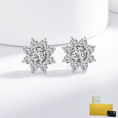 Trang sức tai thời trang Bán chạy Bông tai hướng dương kim cương đầy đủ dành cho nữ Bông tai hoa thời trang cao cấp Trang sức