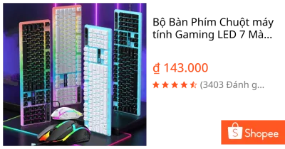 Bộ Bàn Phím Chuột máy tính Gaming LED 7 Màu Chất Lượng BH đổi mới trong 12 tháng