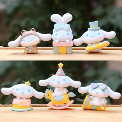 Bộ 6 Mô Hình Thỏ Trắng Cinnamoroll Tai Dài Siêu Ngộ Nghĩnh, Mô Hình Cao 7cm, Decor Trang Trí, Bộ Sưu Tập Nhân Vật